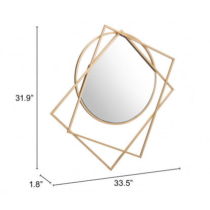 HomeRoots Geometric Overlaps Gold Finish Wall Mirror