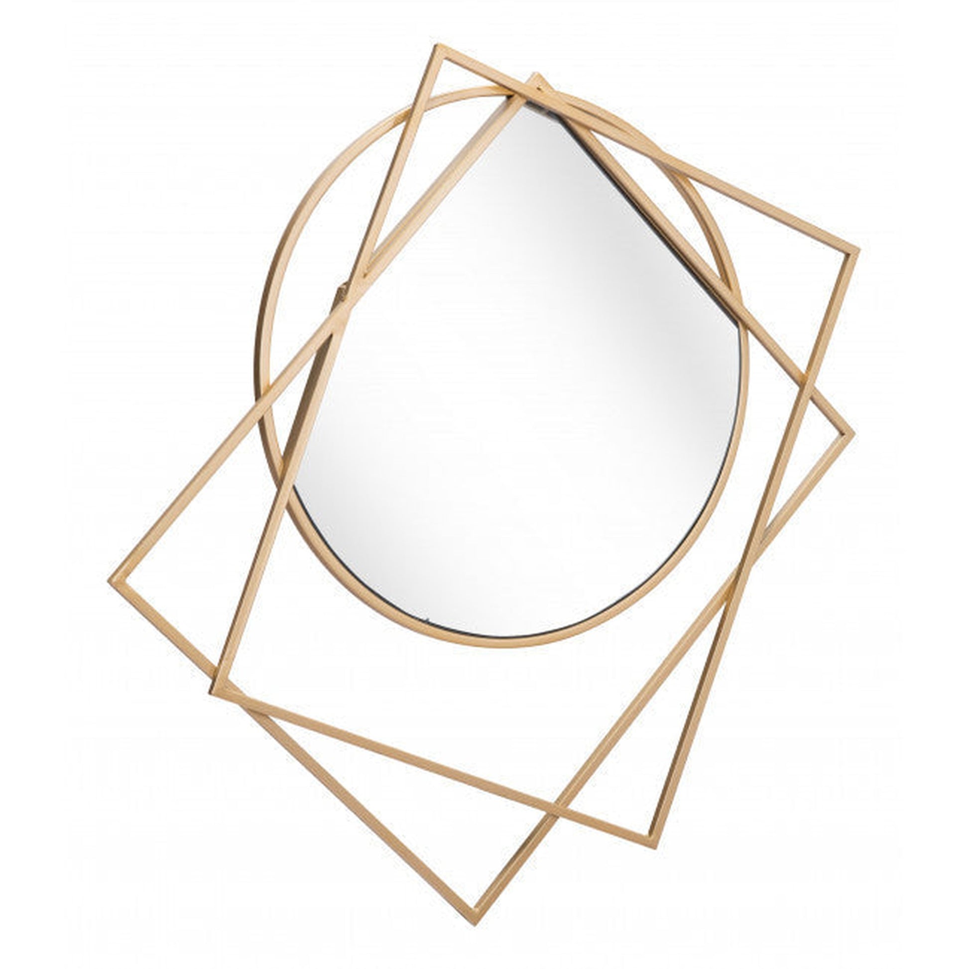 HomeRoots Geometric Overlaps Gold Finish Wall Mirror