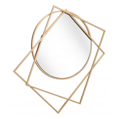 HomeRoots Geometric Overlaps Gold Finish Wall Mirror