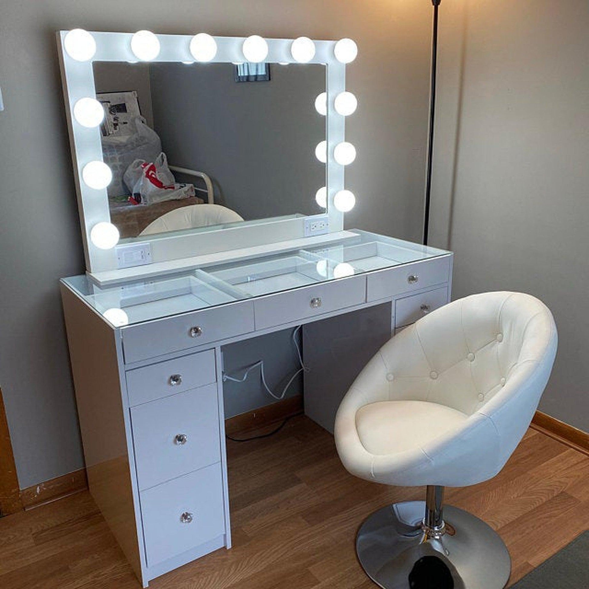 HomeRoots Glam Style Lighted USB Vanity Mirror