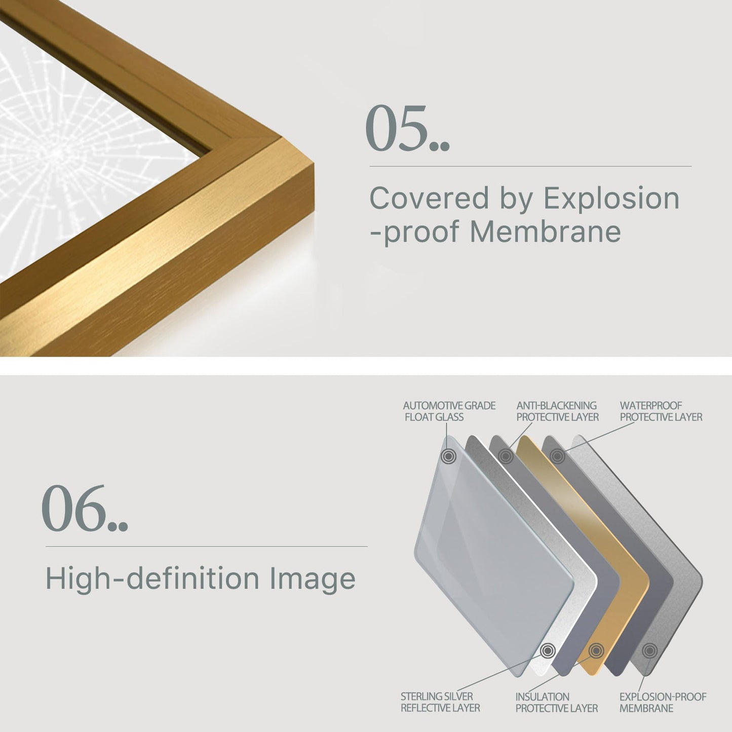 HomeRoots Gold Aluminum Framed Mirror