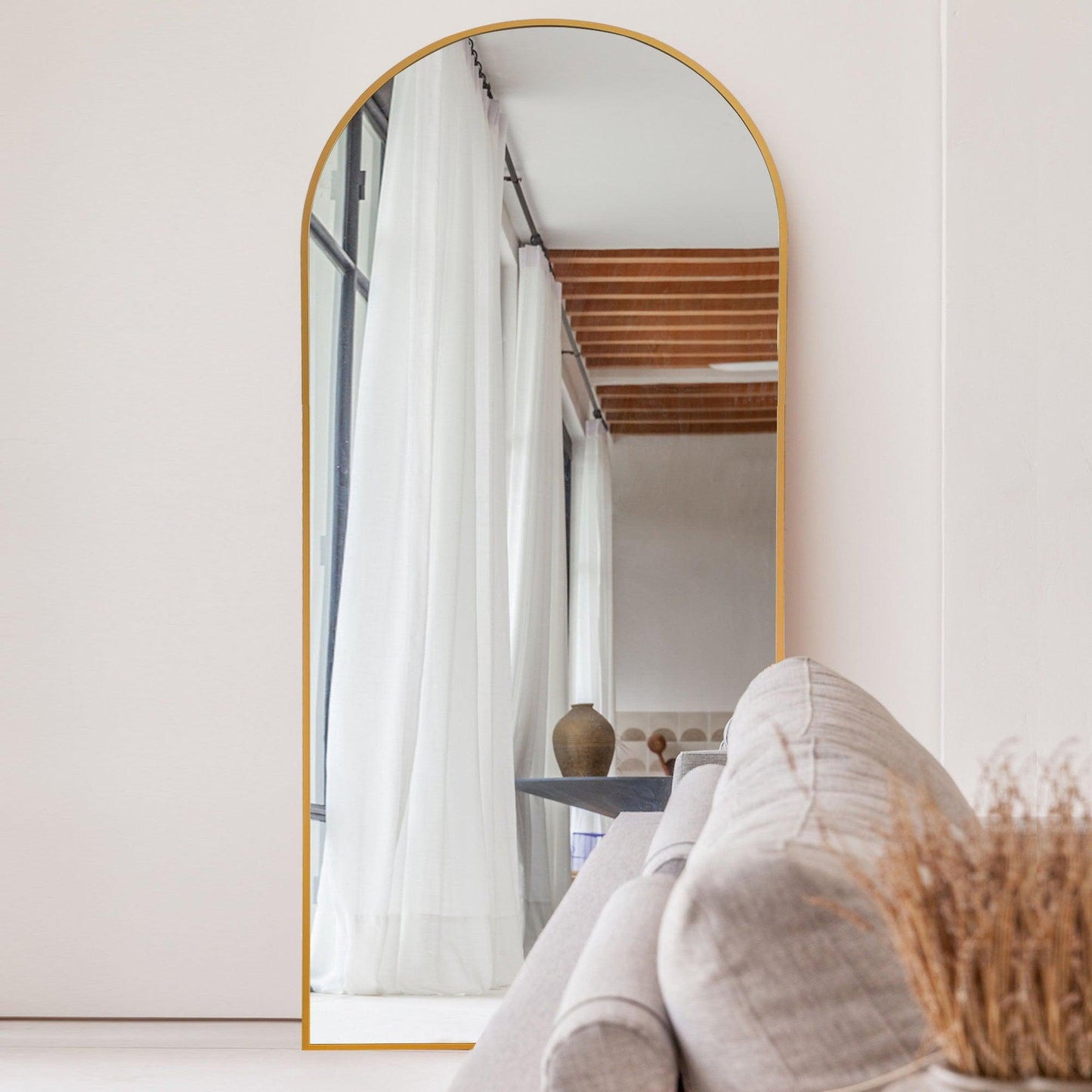 HomeRoots Gold Arched Full-length Standing Mirror