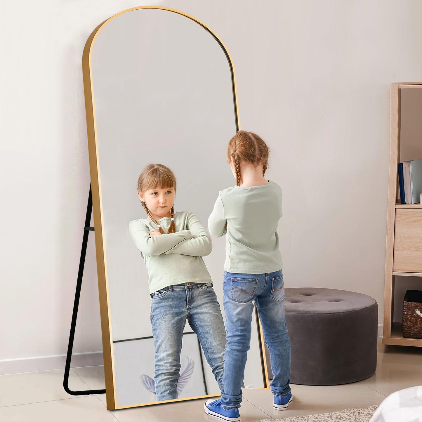 HomeRoots Gold Arched Full-length Standing Mirror