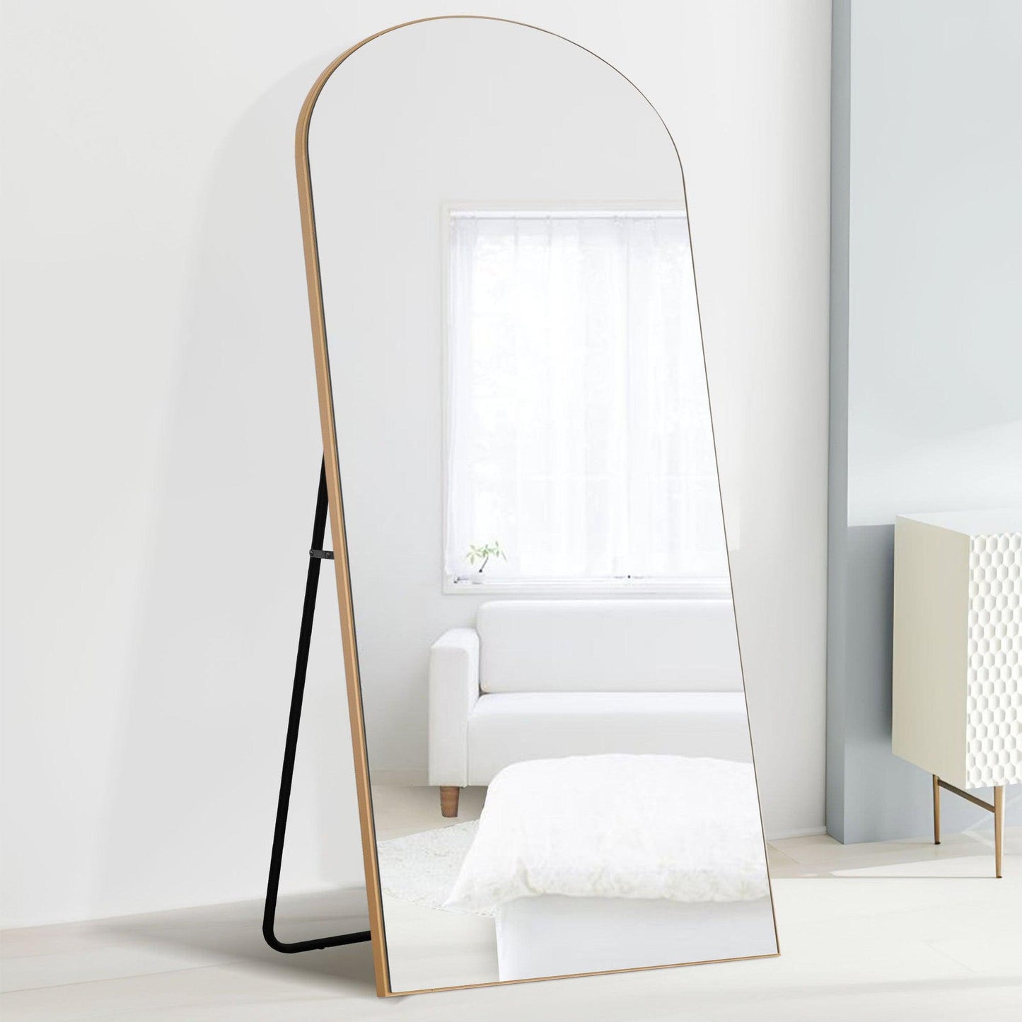 HomeRoots Gold Arched Mirror with Stand