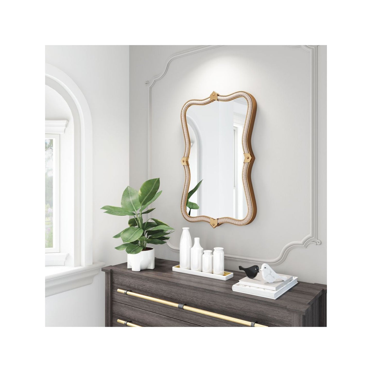 HomeRoots Gold Beveled Mirror