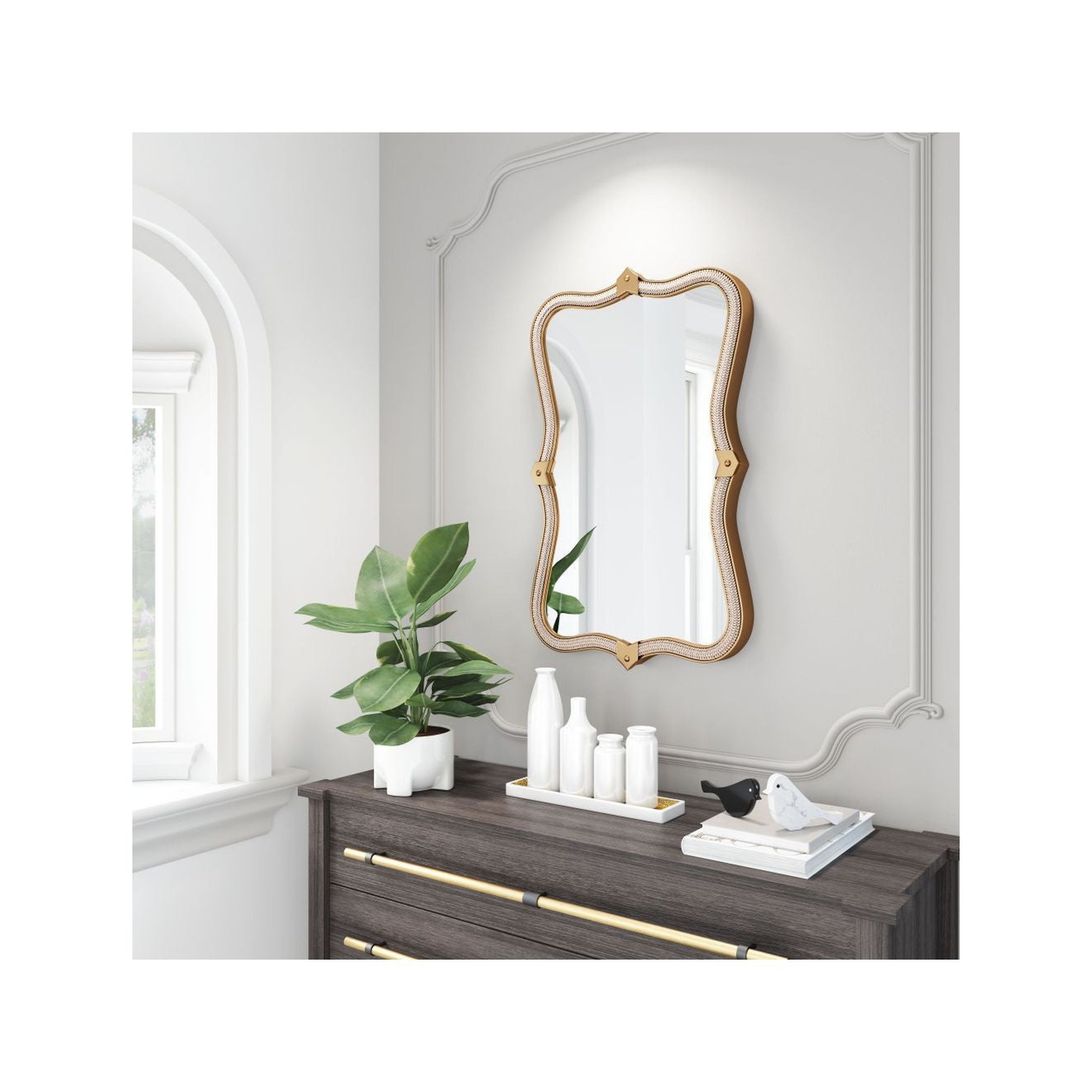 HomeRoots Gold Beveled Mirror