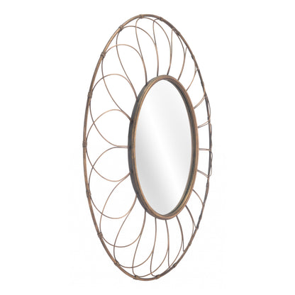 HomeRoots Gold Flower Framed Round Mirror