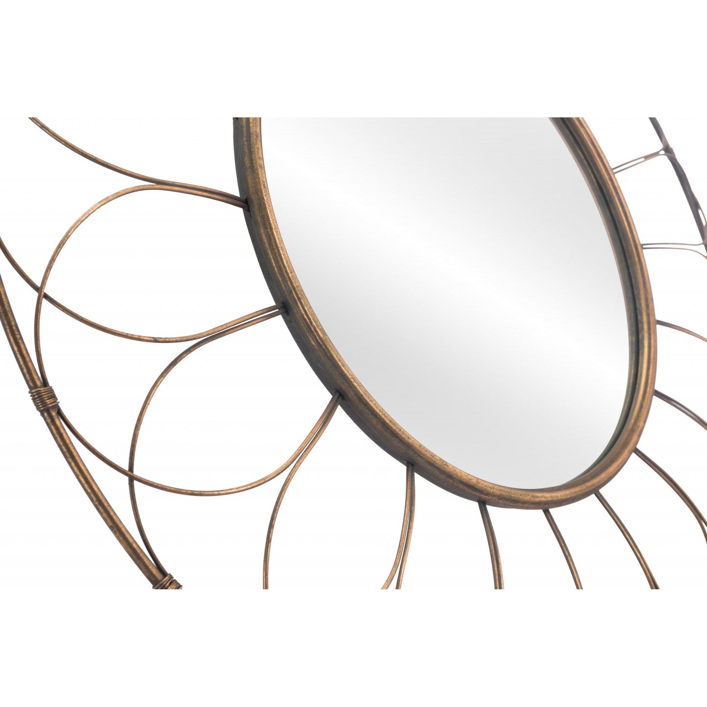 HomeRoots Gold Flower Framed Round Mirror