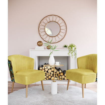 HomeRoots Gold Flower Framed Round Mirror