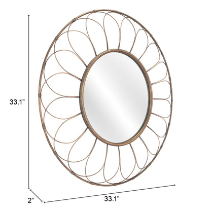 HomeRoots Gold Flower Framed Round Mirror