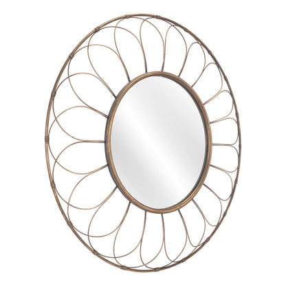 HomeRoots Gold Flower Framed Round Mirror