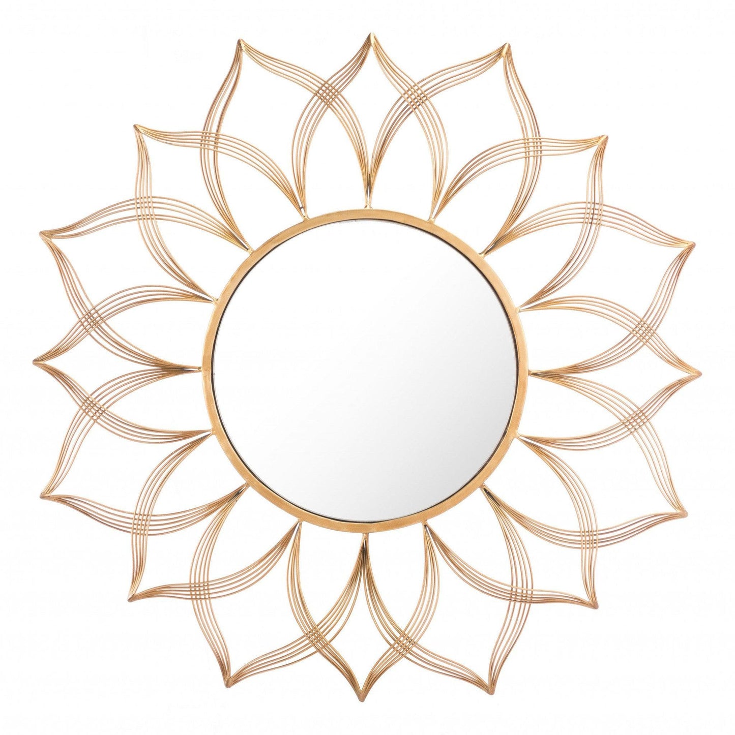 HomeRoots Gold Flower Shaped Round Mirror