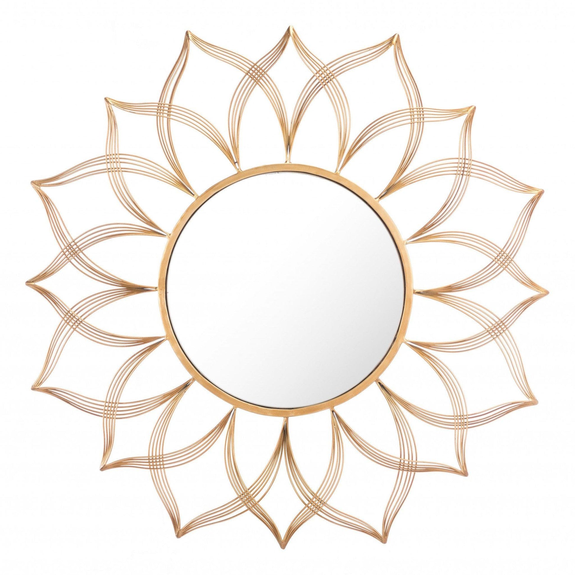 HomeRoots Gold Flower Shaped Round Mirror