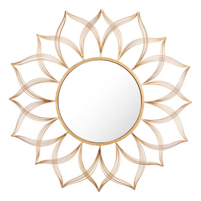 HomeRoots Gold Flower Shaped Round Mirror