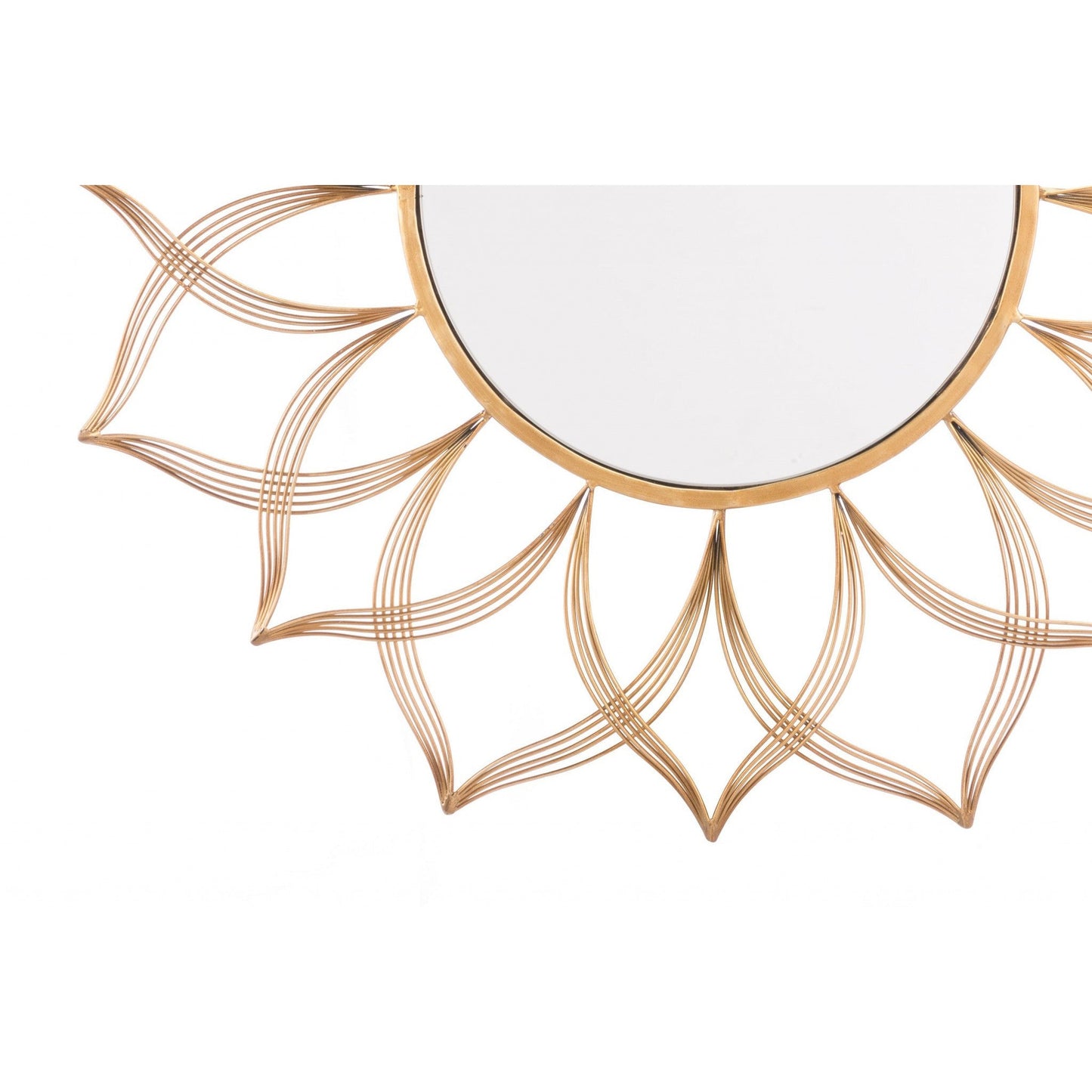 HomeRoots Gold Flower Shaped Round Mirror