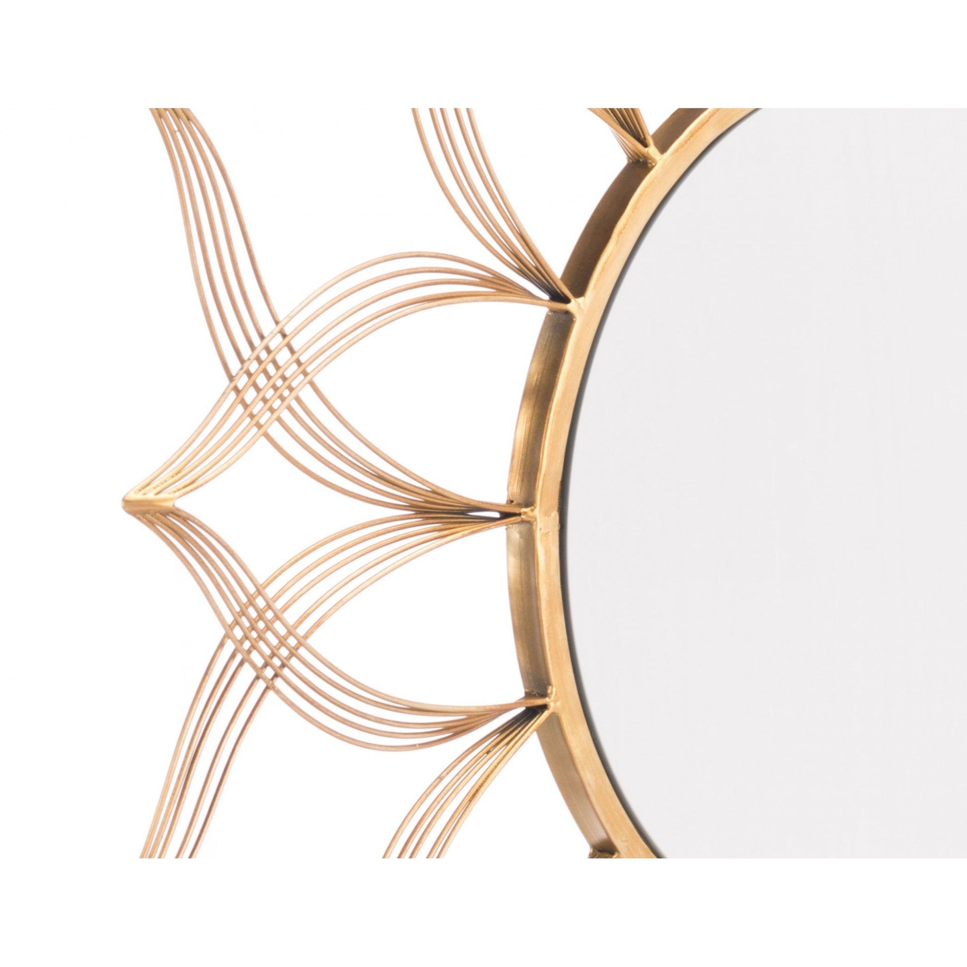 HomeRoots Gold Flower Shaped Round Mirror