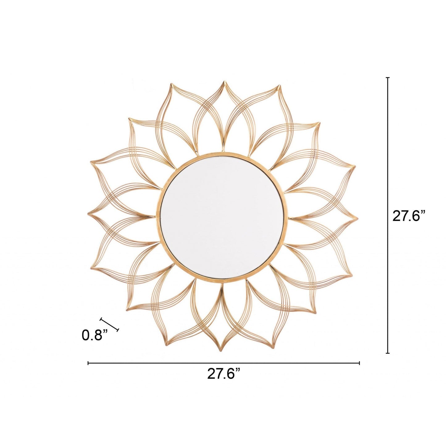 HomeRoots Gold Flower Shaped Round Mirror