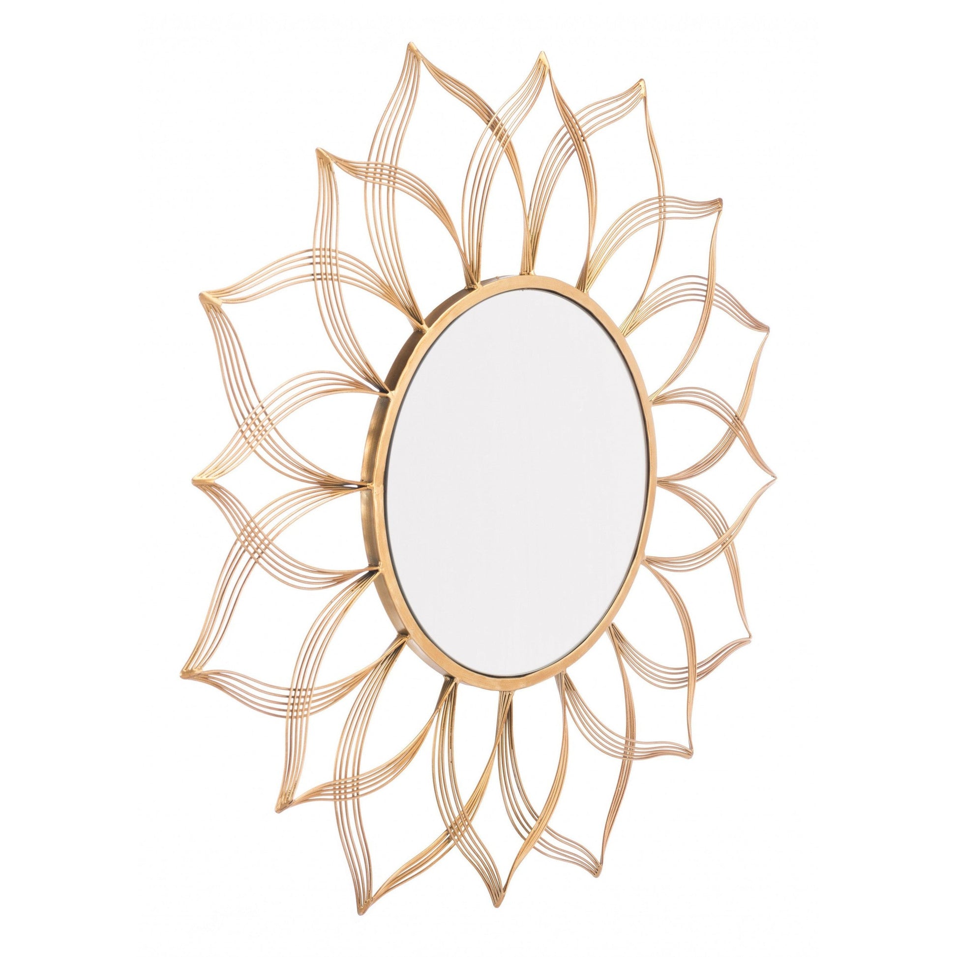 HomeRoots Gold Flower Shaped Round Mirror