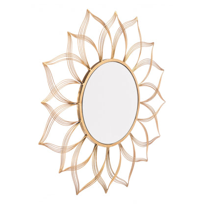 HomeRoots Gold Flower Shaped Round Mirror