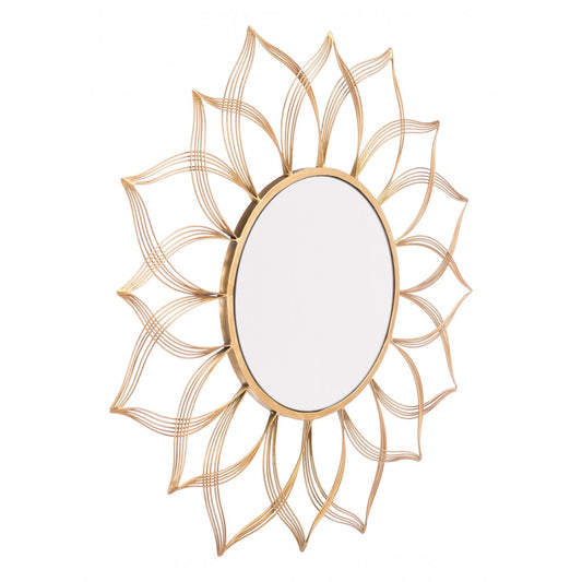 HomeRoots Gold Flower Shaped Round Mirror