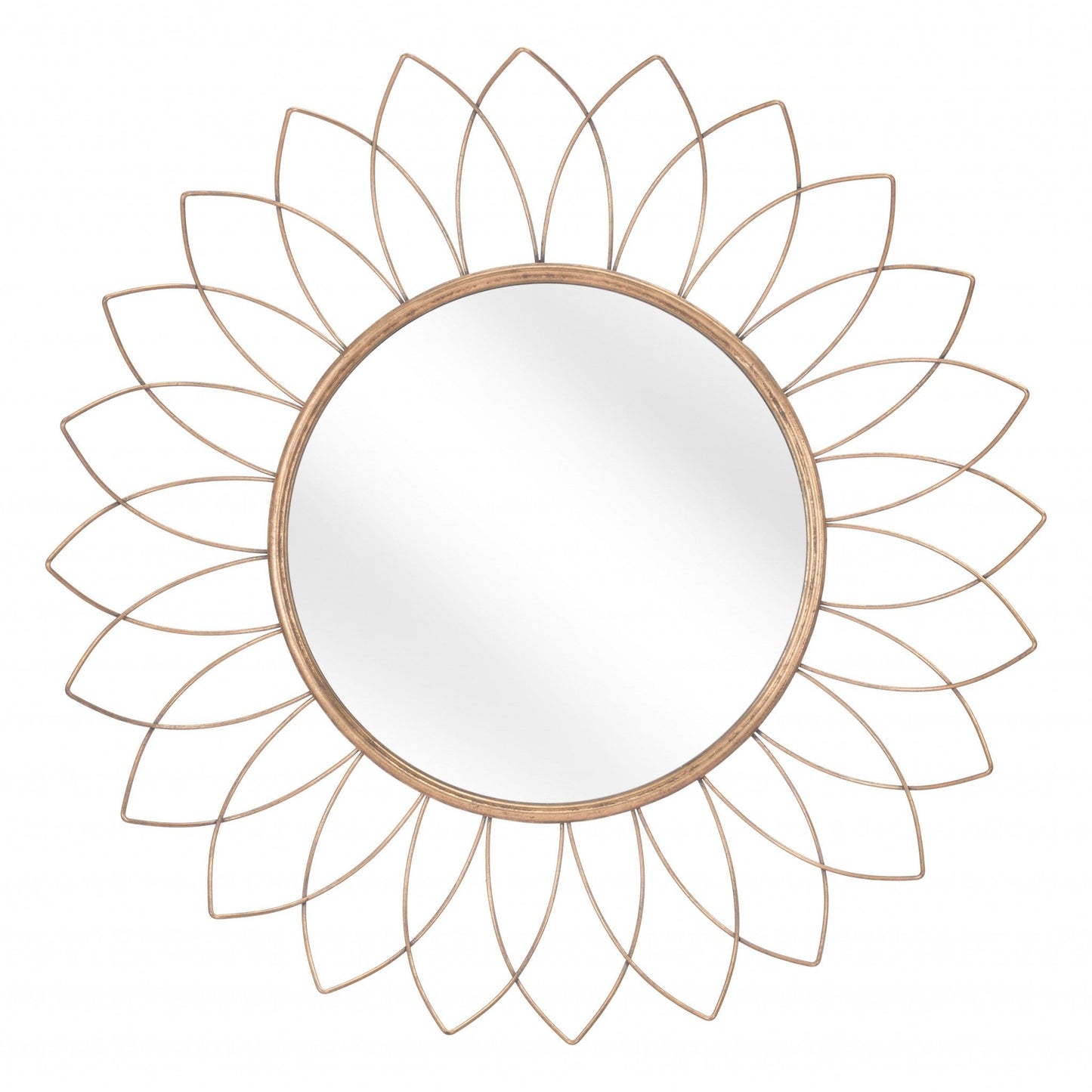 HomeRoots Gold Flowerburst Round Mirror