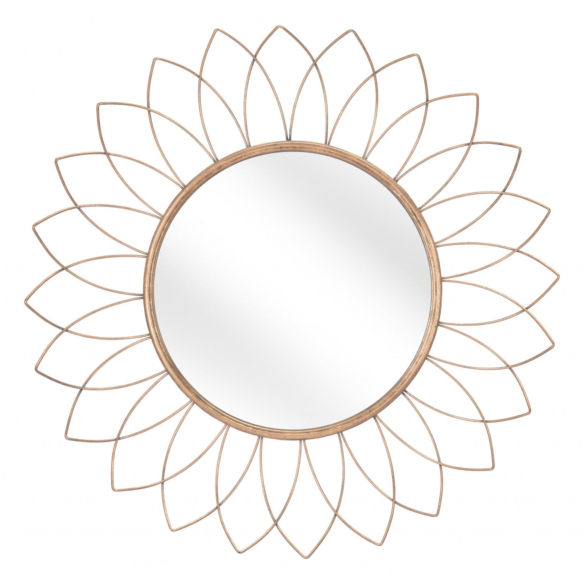 HomeRoots Gold Flowerburst Round Mirror