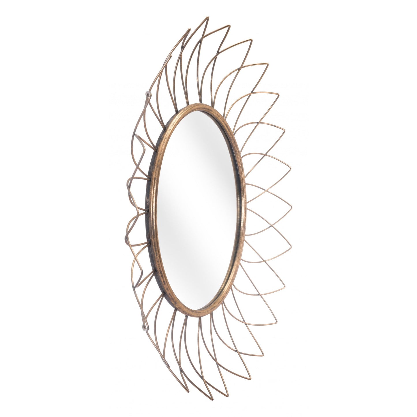 HomeRoots Gold Flowerburst Round Mirror