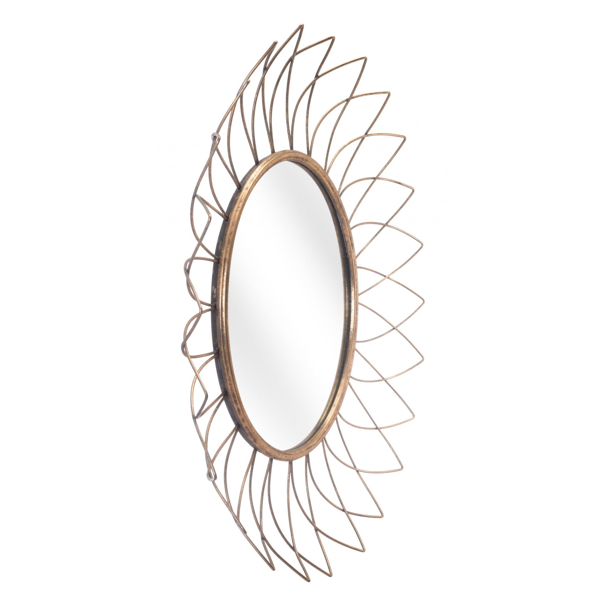 HomeRoots Gold Flowerburst Round Mirror