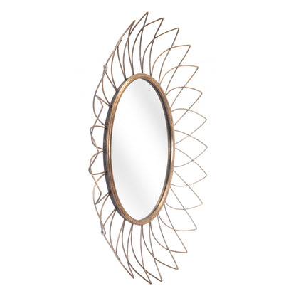 HomeRoots Gold Flowerburst Round Mirror