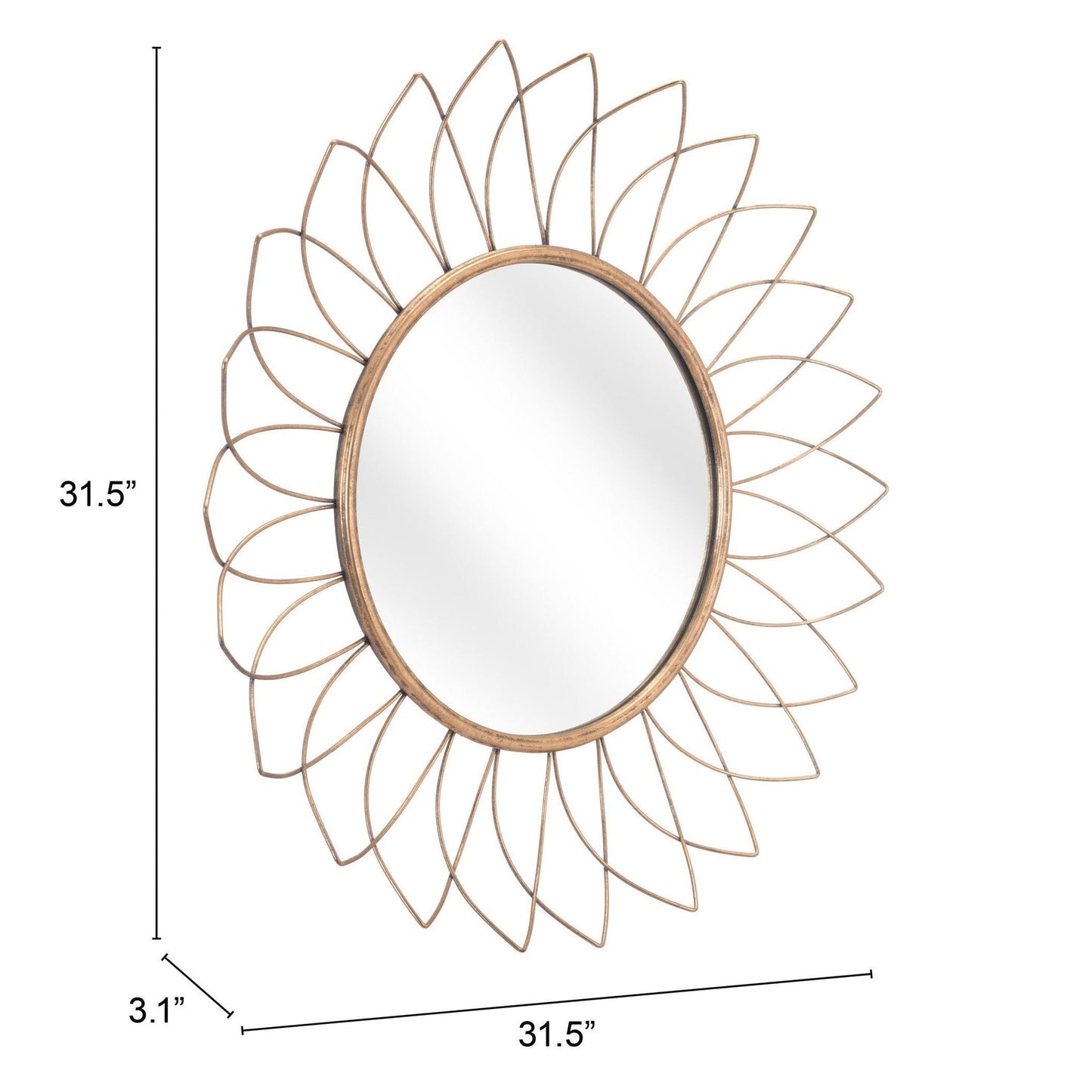 HomeRoots Gold Flowerburst Round Mirror