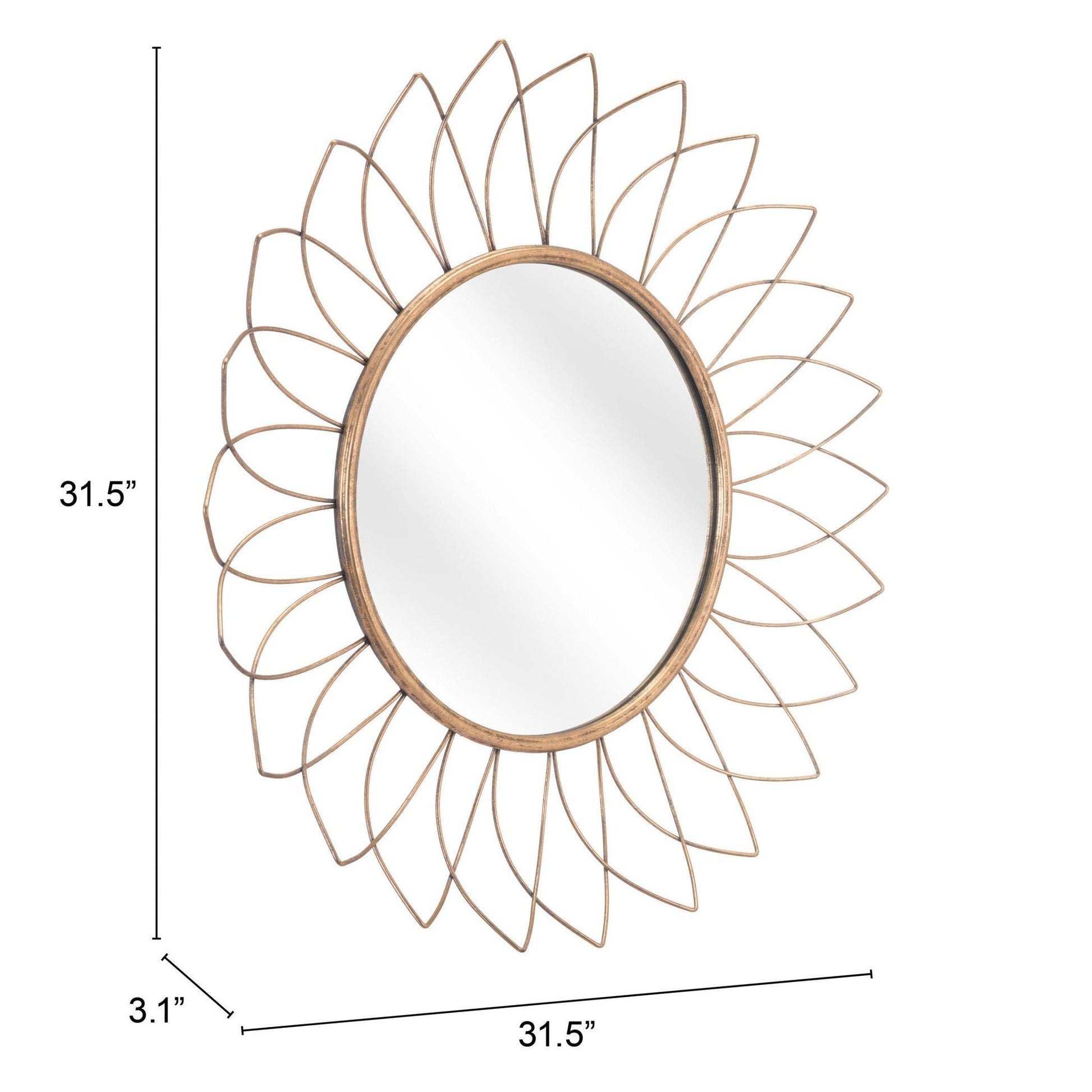 HomeRoots Gold Flowerburst Round Mirror