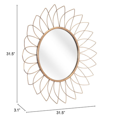 HomeRoots Gold Flowerburst Round Mirror