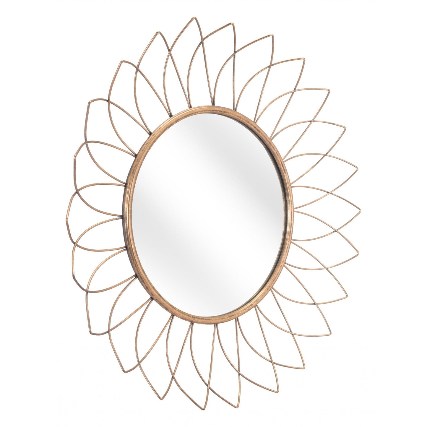 HomeRoots Gold Flowerburst Round Mirror