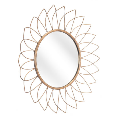 HomeRoots Gold Flowerburst Round Mirror