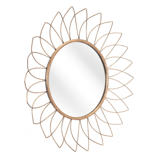 HomeRoots Gold Flowerburst Round Mirror
