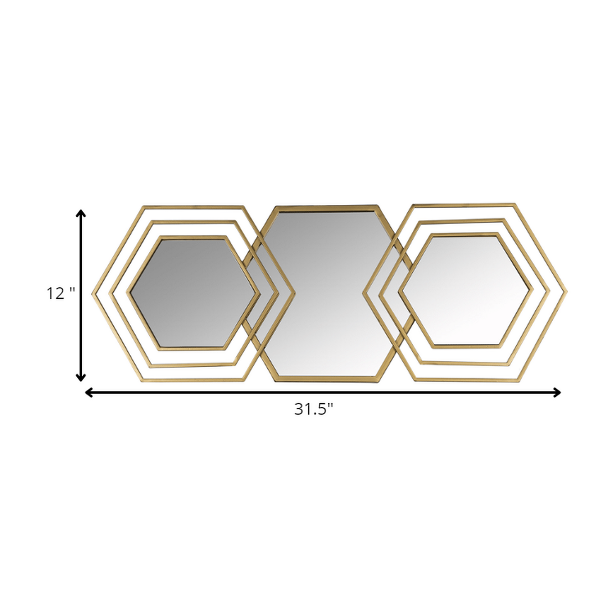 HomeRoots Gold Hexagon Trio Modern Wall Mirror