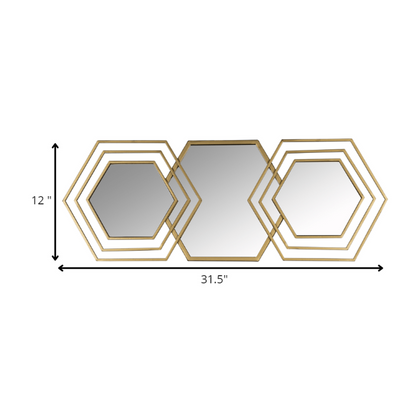 HomeRoots Gold Hexagon Trio Modern Wall Mirror