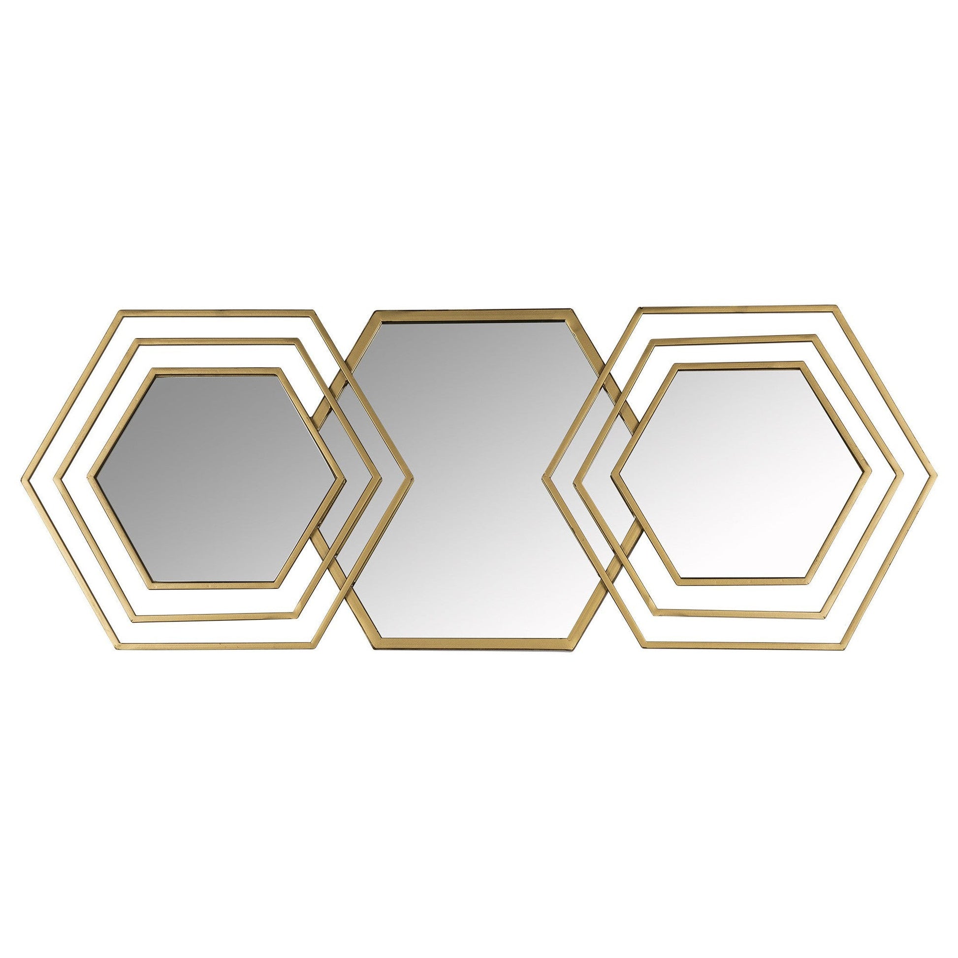 HomeRoots Gold Hexagon Trio Modern Wall Mirror