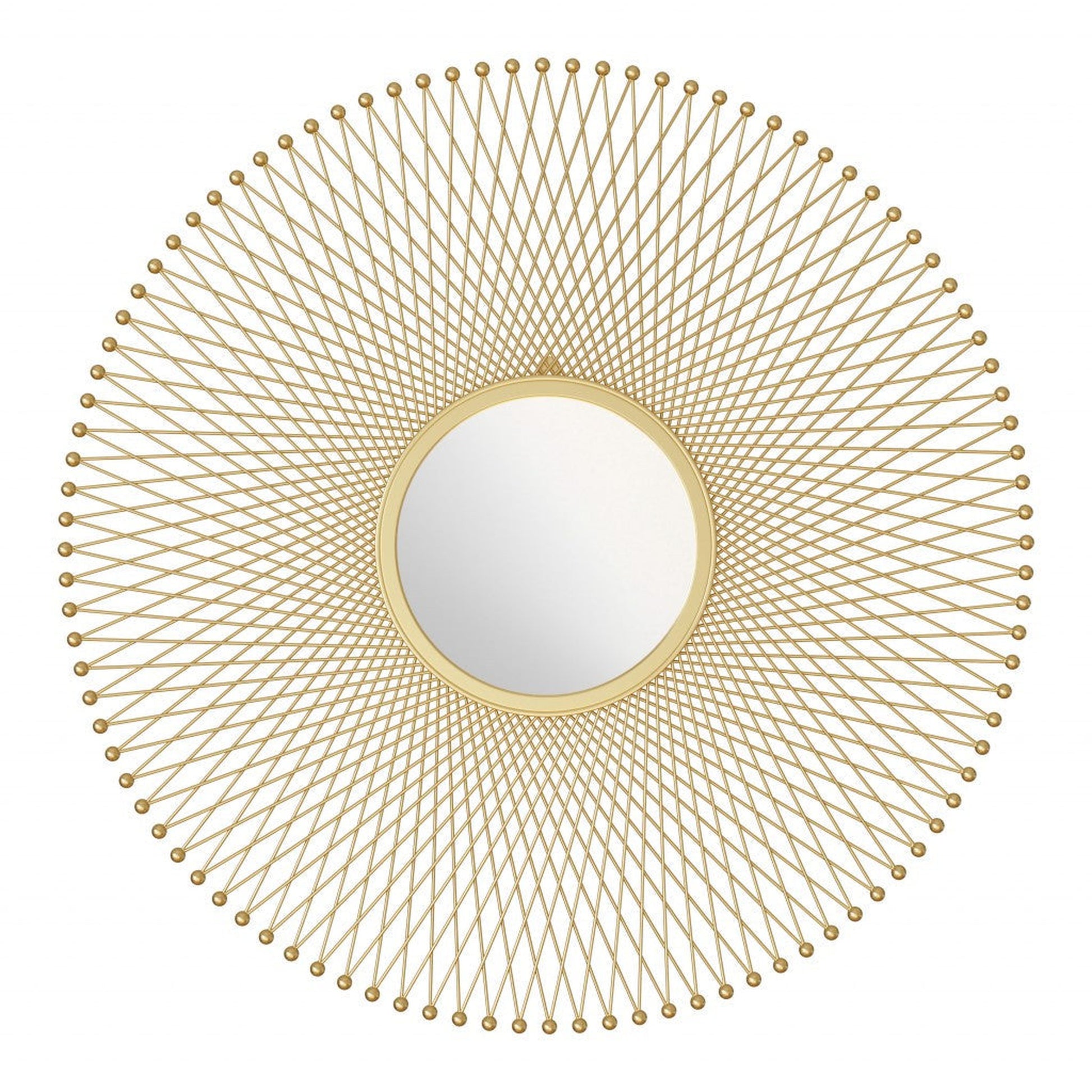 HomeRoots Gold Lattice Round Mirror