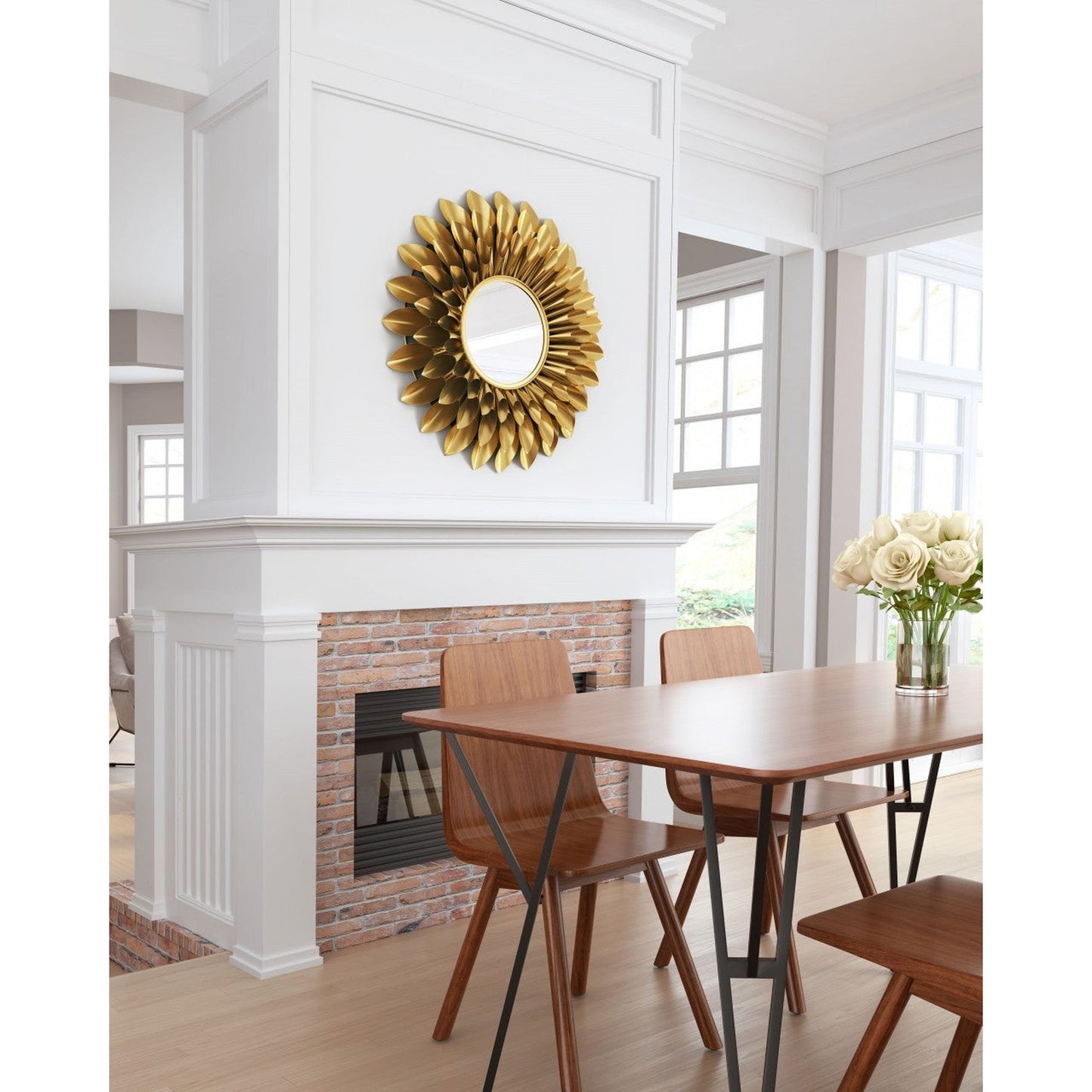 HomeRoots Gold Lattice Round Mirror