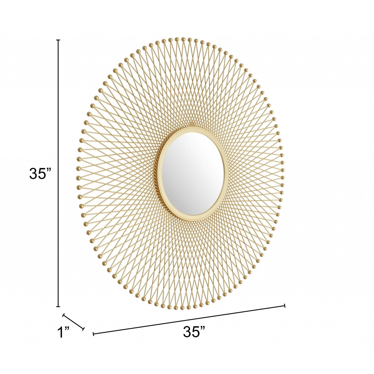 HomeRoots Gold Lattice Round Mirror