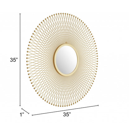 HomeRoots Gold Lattice Round Mirror