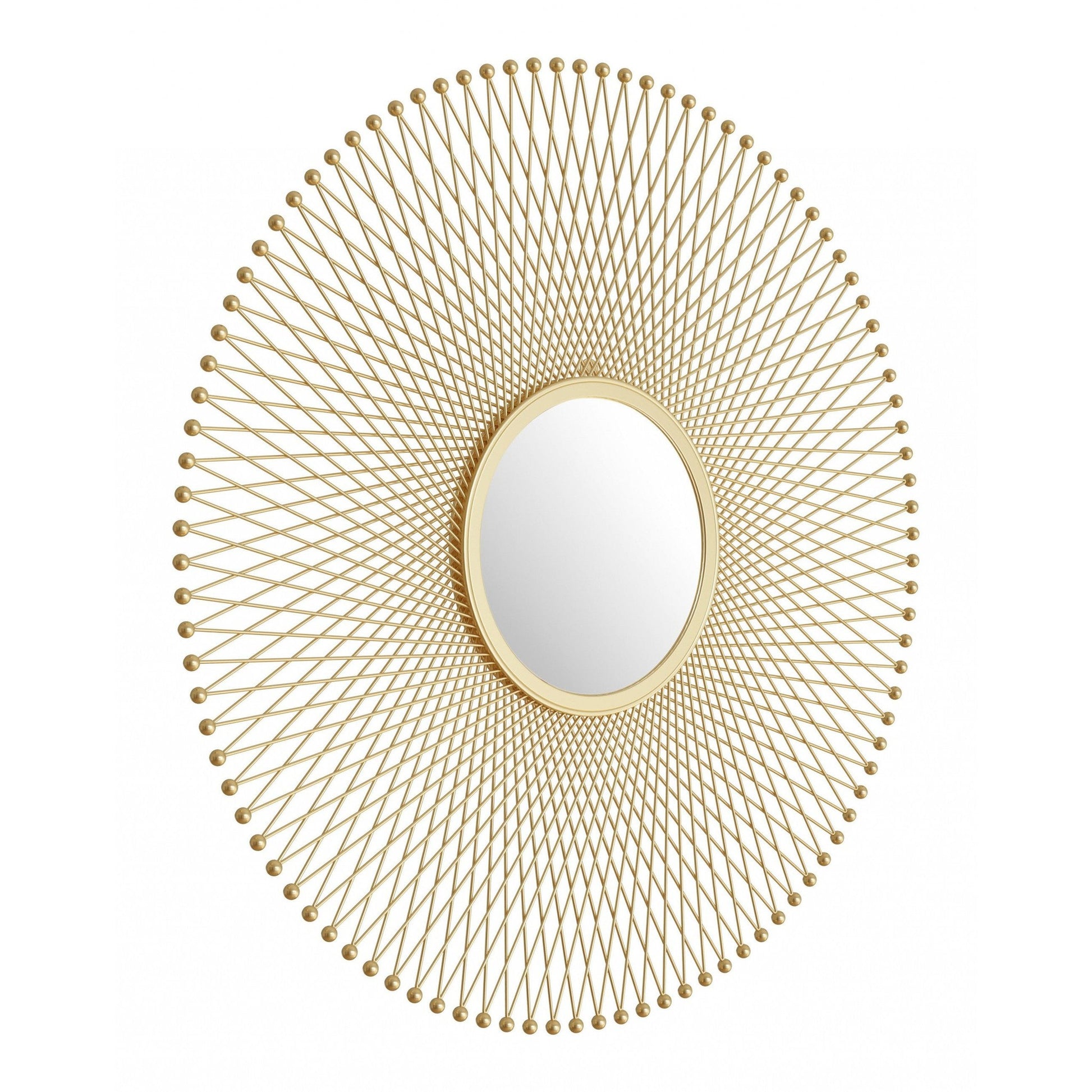 HomeRoots Gold Lattice Round Mirror