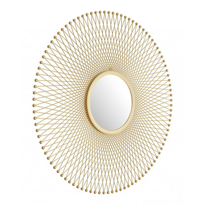 HomeRoots Gold Lattice Round Mirror