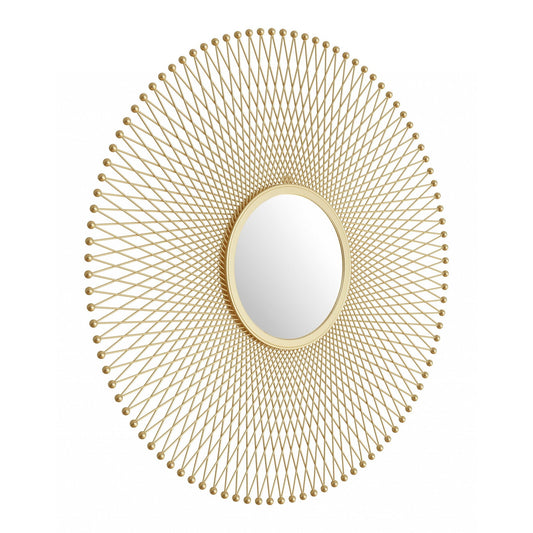 HomeRoots Gold Lattice Round Mirror