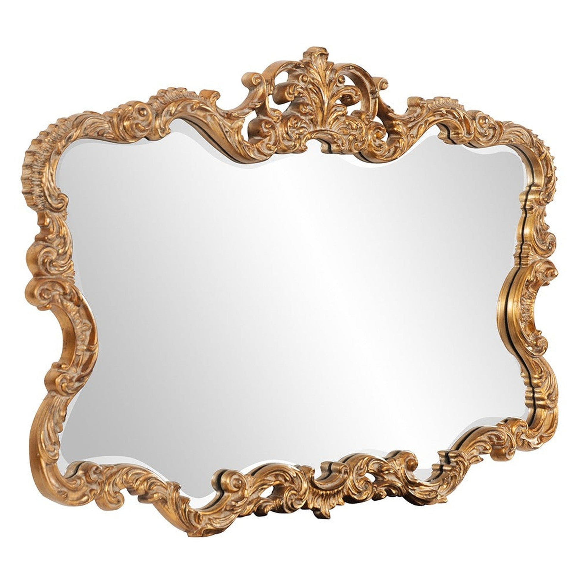HomeRoots Gold Leaf Mirror with Decorative Textured Frame