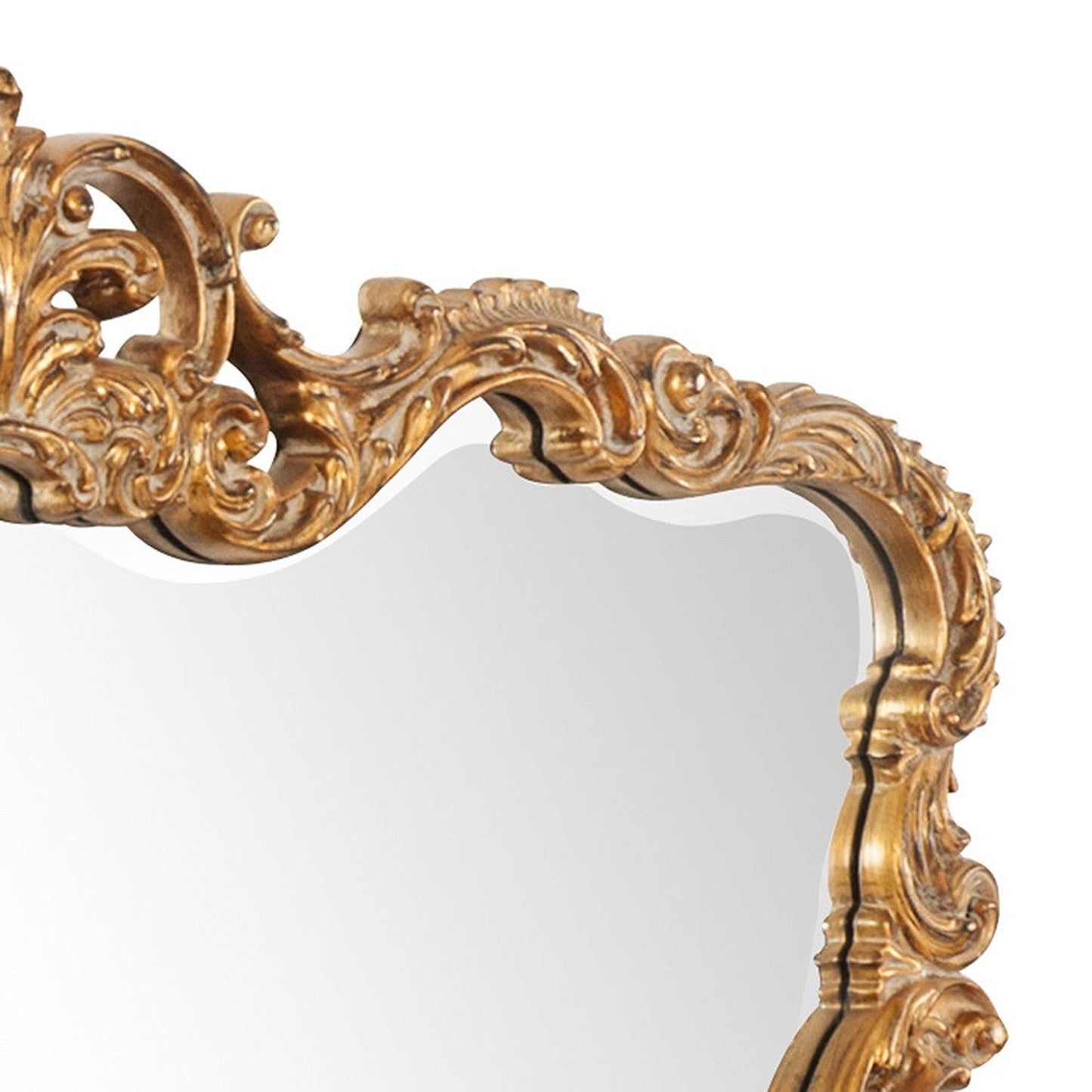 HomeRoots Gold Leaf Mirror with Decorative Textured Frame