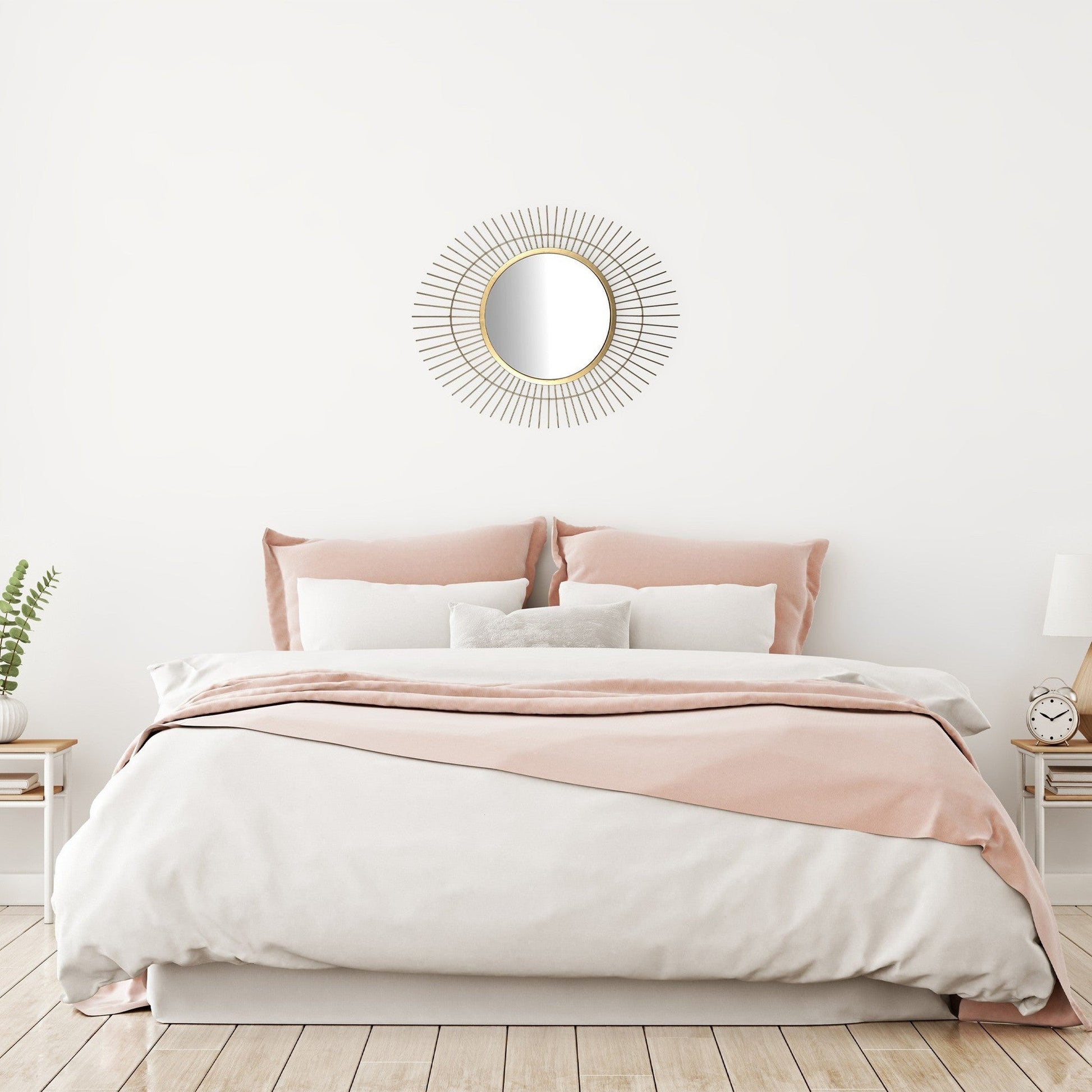 HomeRoots Gold Metal Spiked Wall Mirror