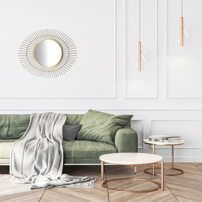 HomeRoots Gold Metal Spiked Wall Mirror