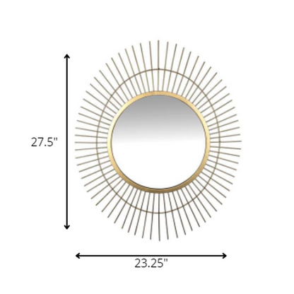 HomeRoots Gold Metal Spiked Wall Mirror